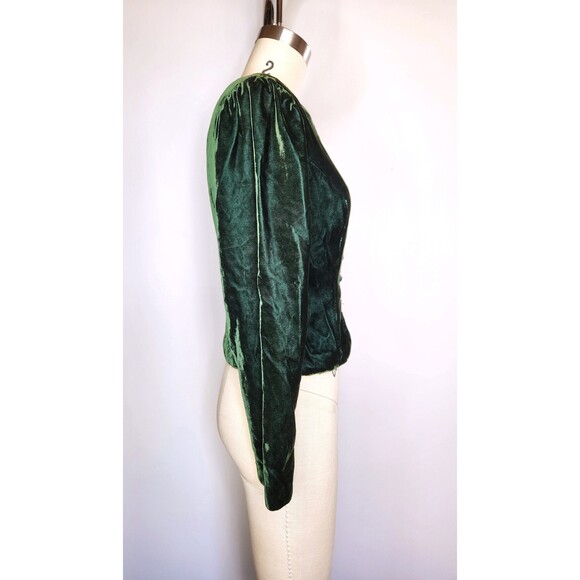 LANZ Green VELVET Blazer Jacket Bodice - Cropped - LARP Victorian Edwardian Xs - Picture 5 of 8